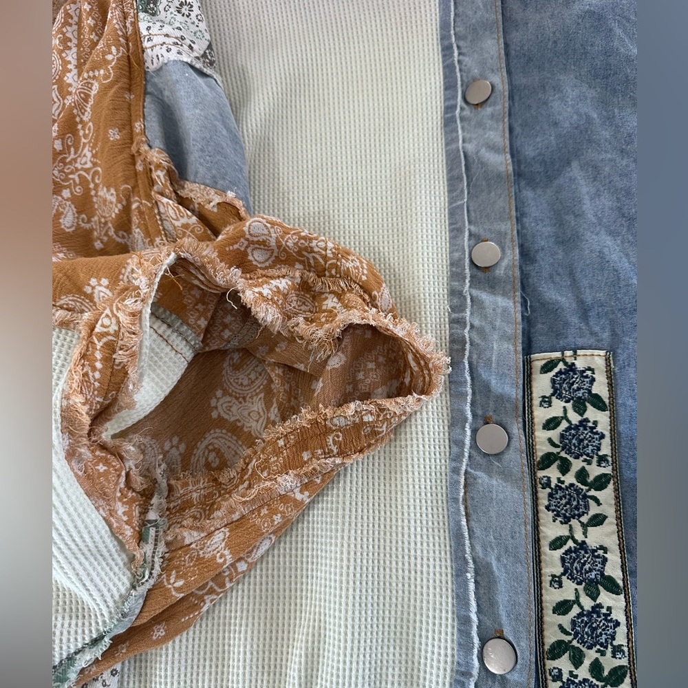 Pol Oversized Poncho Patchwork Button-Down Shirt - image 5